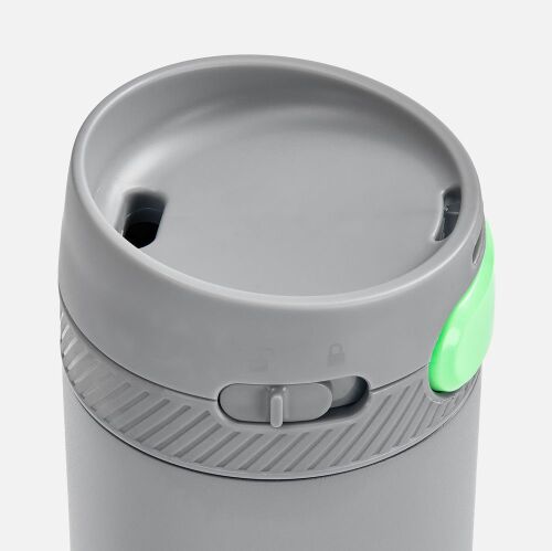 Термостакан X1 с цветной кнопкой, серый с зеленым 3