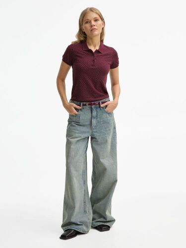 Рубашка поло женская Brandy Women, бордовая с белым, размер XS 7