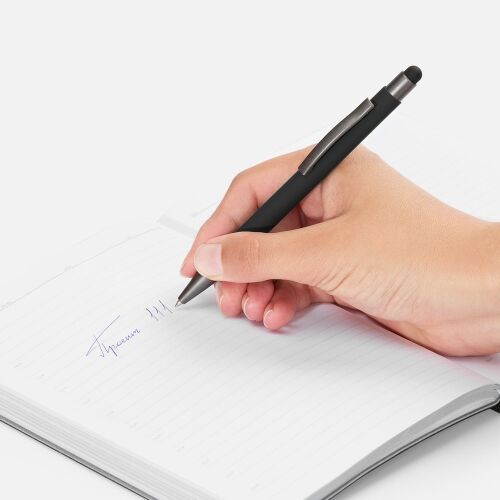 Ручка шариковая Atento Soft Touch Stylus со стилусом, черная 4