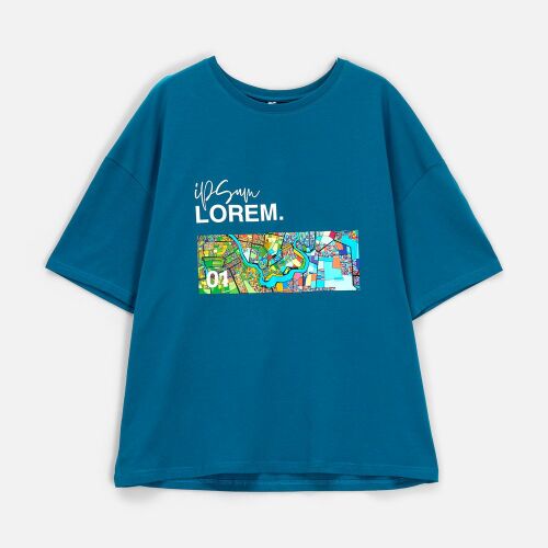 Футболка унисекс оверсайз Crosstown, бирюзовая (морская волна),  7