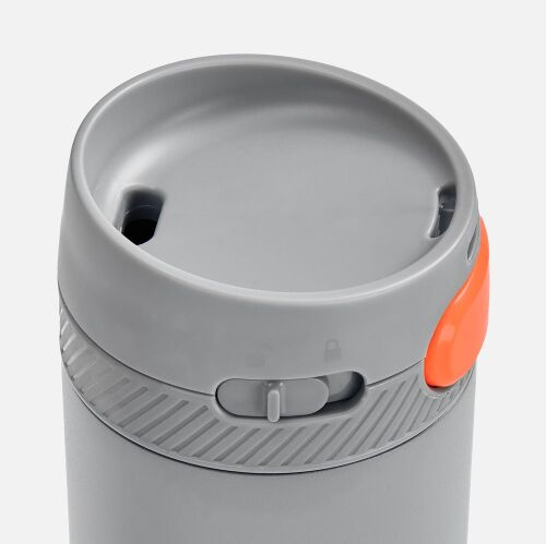 Термостакан X1 с цветной кнопкой, серый с оранжевым 2