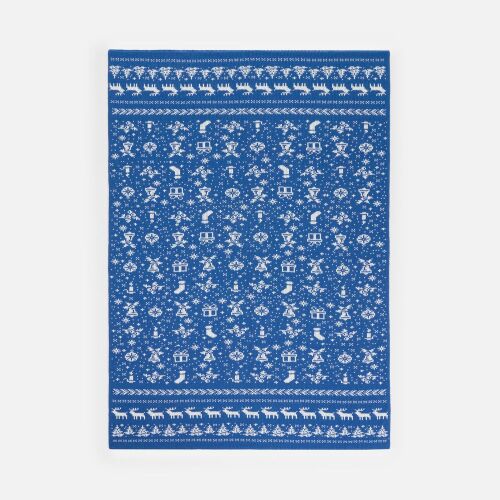 Плед Holidale, синий с молочным 4