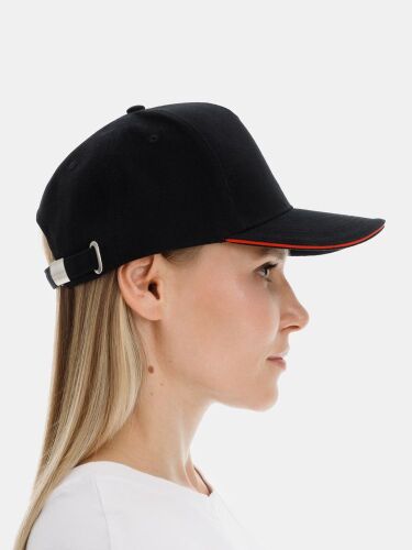 Бейсболка Classic 2.0, черная с красным кантом 4