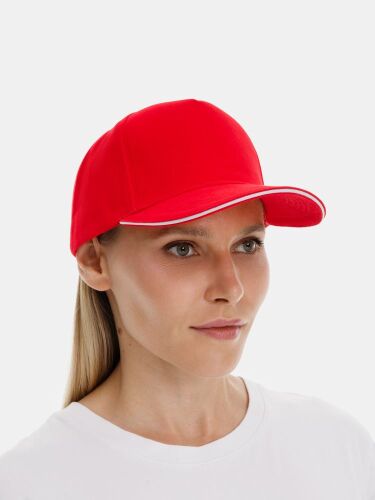 Бейсболка Classic 2.0, красная с белым кантом 1