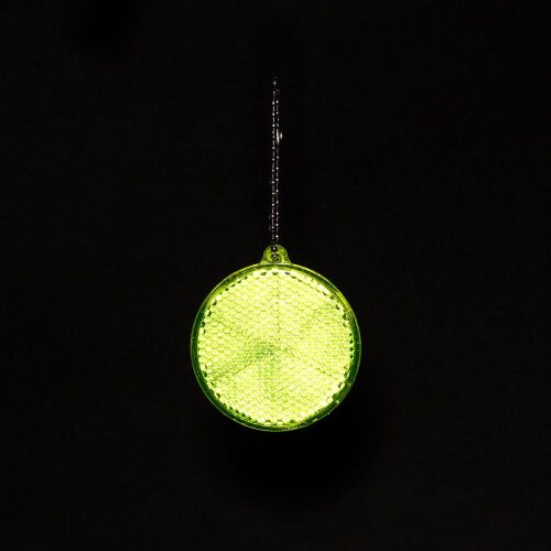 Пешеходный светоотражатель с цепочкой «Круг», неон-желтый 3