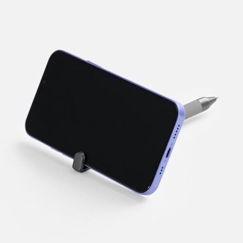 Ручка шариковая Standic с подставкой для телефона, серая 5