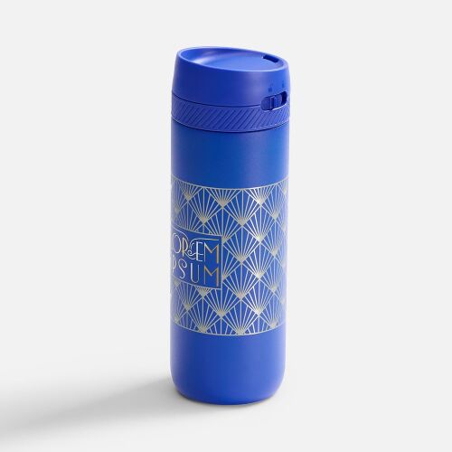 Термостакан X1 с цветной кнопкой, синий с серым 6