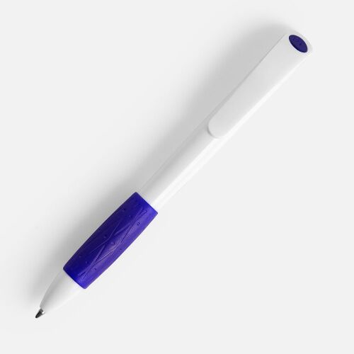 Ручка шариковая Grip, белая (молочная) с синим 2