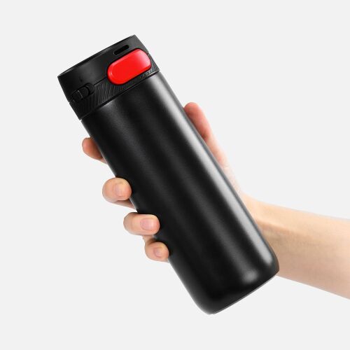 Термостакан X1 с цветной кнопкой, черный с красным 4