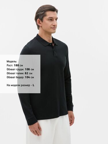 Рубашка поло мужская с длинным рукавом Perfect LSL Men черная, р 1