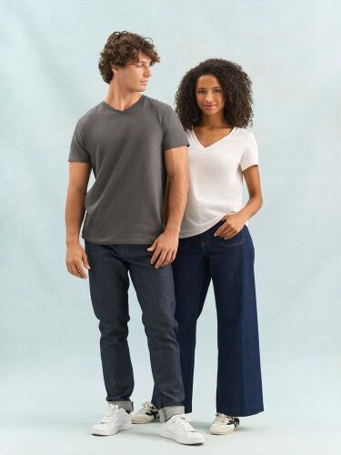 Футболка унисекс Regent с V-образным вырезом, молочно-белая, раз 5