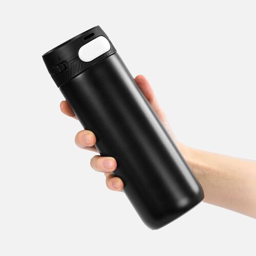 Термостакан X1 с цветной кнопкой, черный с белым 4