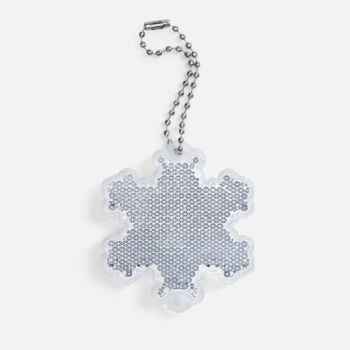 Пешеходный светоотражатель с цепочкой «Снежинка», белый 1