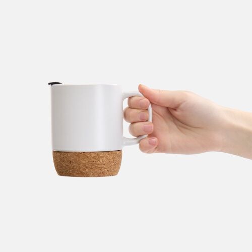 Кружка с пробковой подставкой Corky Walk, белая 3