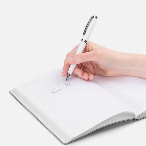Ручка шариковая Letra Chrome, глянцевая, белая 4