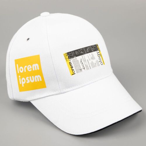 Бейсболка Canopy, белая с темно-синим кантом 6