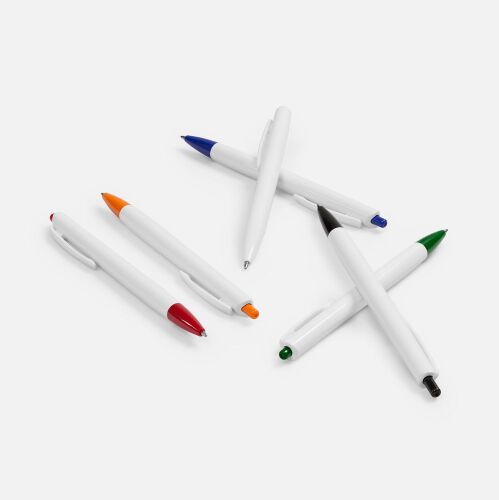 Ручка шариковая Tick, белая с красным 5