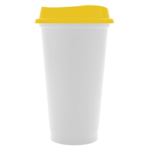 Стакан с крышкой Color Cap White, белый с желтым 1
