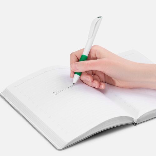 Ручка шариковая Grip, белая с зеленым 4