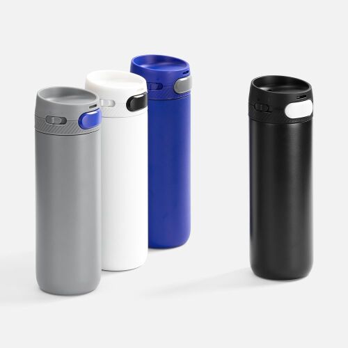 Термостакан X1 с цветной кнопкой, серый с оранжевым 7