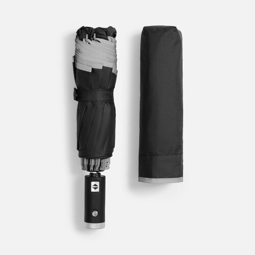 Зонт обратного сложения Norsken с фонариком, черный 2