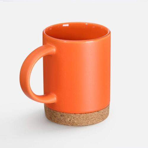 Кружка с пробковой подставкой Corky, оранжевая 2
