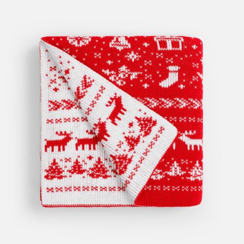 Плед Holidale, красный с молочным 2