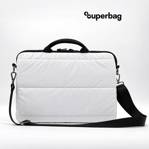 Сумка для ноутбука Superbag Bubble, стёганая, на молнии, с регулируемой лямкой (белый)