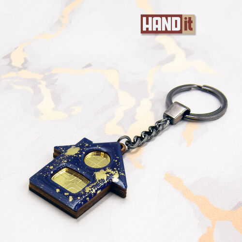 Брелок Дом (синий с золотом)
