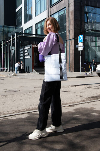 Шоппер Superbag Bubble, стёганый, без застёжки (белый с черным) 5