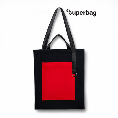 Шоппер Superbag Big Pocket, с карманом на молнии (черный с красн 1