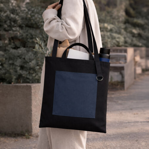 Шоппер Superbag Big Pocket, с карманом на молнии (черный с темно 7