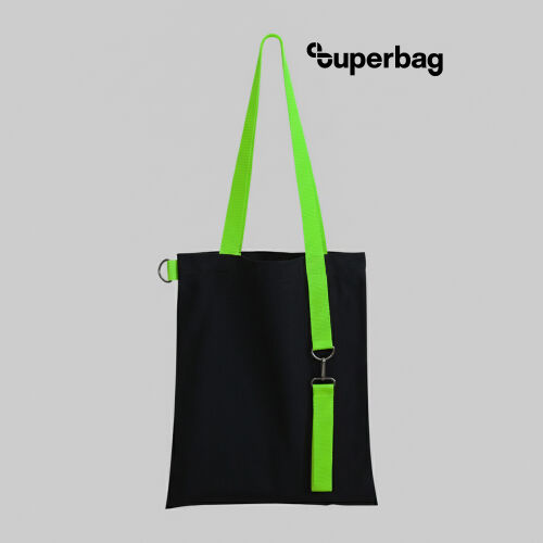 Шоппер Superbag black с ремувкой 4sb (чёрный с салатовым) 1 Шоппер Superbag black с ремувкой 4sb (чёрный с салатовым) 1