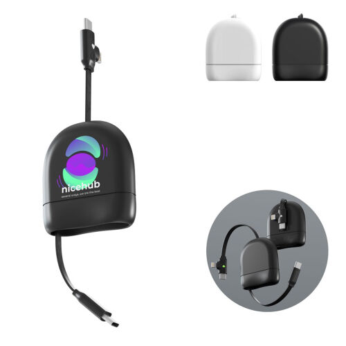 Кабель Xoopar ICE-R с ретрактором 2 в 1, разъёмы USB-C и Lightni 3