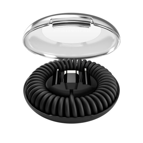 Кабель спиральный в футляре VONMAHLEN Allroundo eco с быстрой зарядкой, 90 см, черный