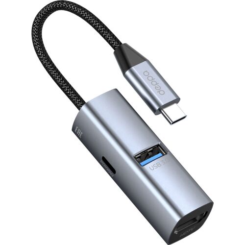 USB-хаб 3 в 1 USB-C - USB-A3.0 + USB-C PD100Вт + HDMI 2