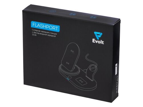 Складная зарядная станция с беспроводной зарядкой «Flashport», 1 6 Складная зарядная станция с беспроводной зарядкой «Flashport», 1 6