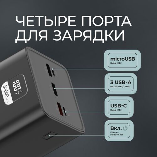 Внешний АКБ NRG Turbo V4 50000 мА-ч, дисплей 3
