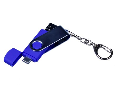 USB 2.0/micro USB/Type-C- флешка на 32 Гб c поворотным механизмо 4