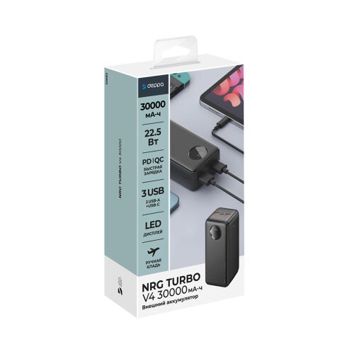 Внешний АКБ NRG Turbo V4 30000 мА-ч, дисплей 6
