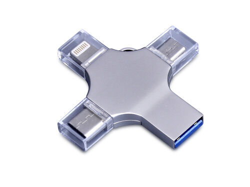 USB 3.0-флешка на 64 Гб 4-в-1 с разъемами Micro USB, Type-C и Li 1