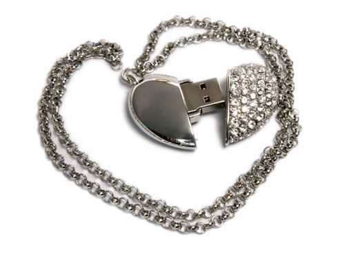 USB 2.0- флешка на 64 Гб «Сердце» с кристаллами 1