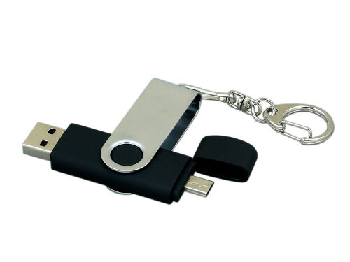 USB 2.0- флешка на 64 Гб с поворотным механизмом и дополнительны 2