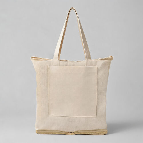 Складная сумка Jute из хлопка и джута с карманом