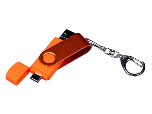 USB 2.0/micro USB/Type-С- флешка на 64 Гб 3-в-1 с поворотным мех 4