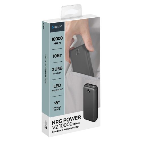 Внешний АКБ NRG Power V2 10000 мА-ч, 2A, 2xUSB 5