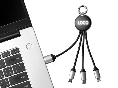 Зарядный кабель 3-в-1 с подсветкой лого «Ion mini» 4