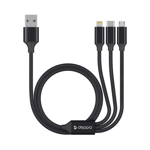 Дата-кабель 3 в 1: micro USB, USB-C, Ligthning, алюминий, 1.2м 2
