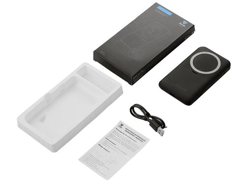 Беспроводной внешний аккумулятор с подсветкой лого и подставкой  6