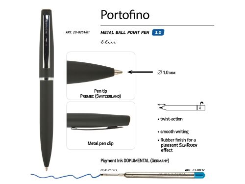 Ручка металлическая шариковая «Portofino» 3